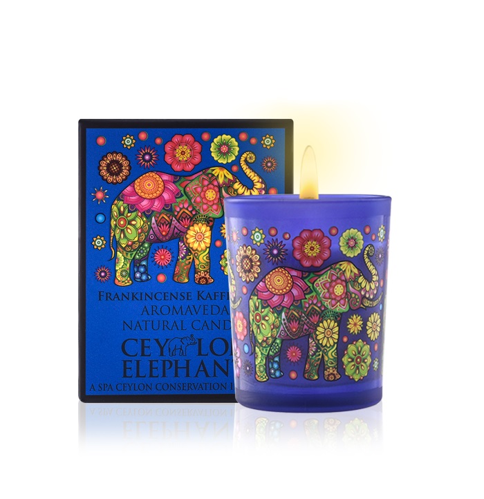 Prírodná aromatická sviečka - kadidlo a gáfrová limetka - FRANKINCENSE KAFFIR LIME (Ceylon Elephant)