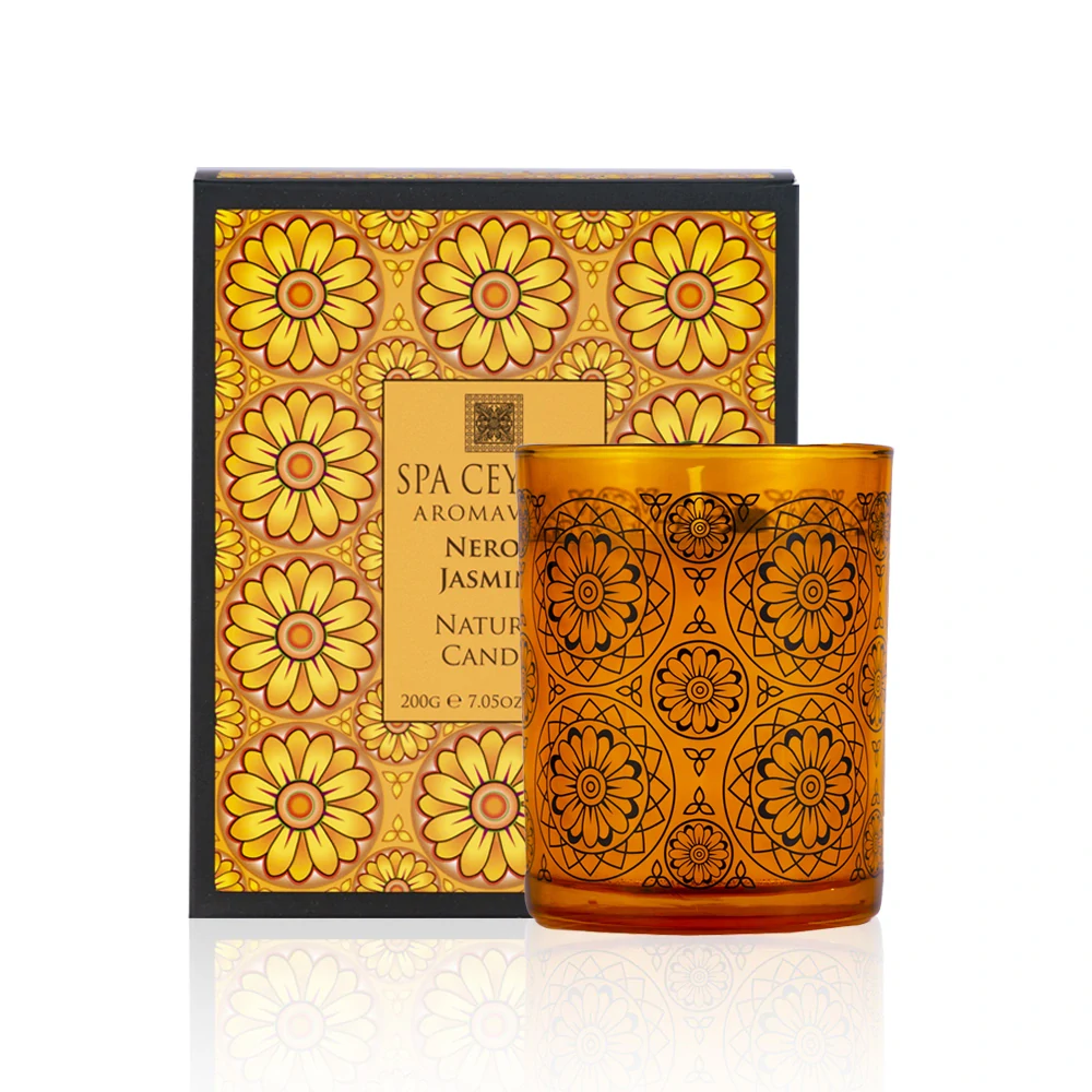 Prírodná aromatická sviečka - NEROLI JASMINE - pomarančový kvet Neroli s jazmínom