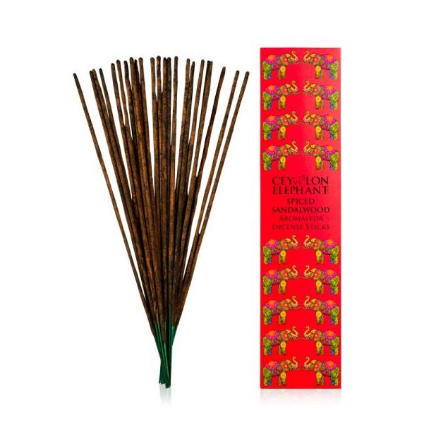 Aromatické vonné tyčinky - santalové drevo, vetiver, pačuli, škorica - SPICED SANDALWOOD (Ceylon Elephant)